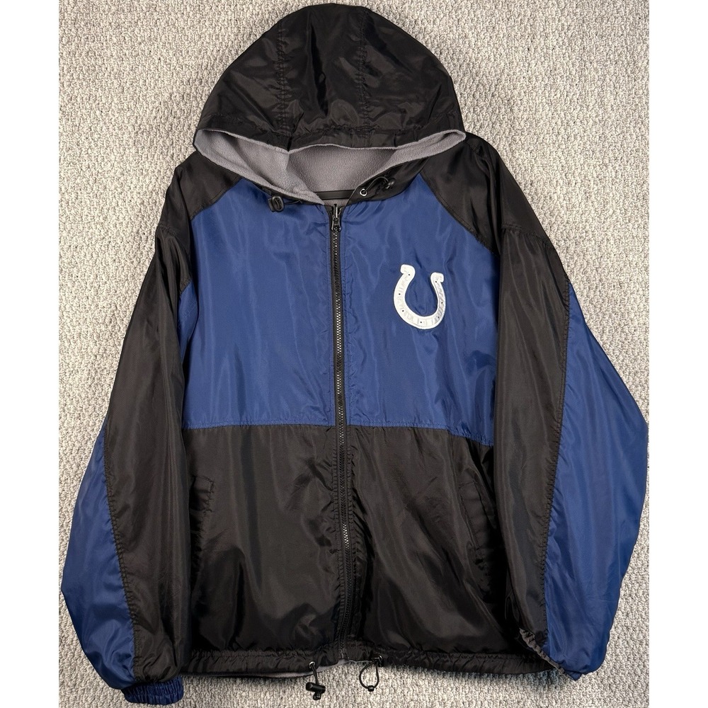 Vintage Y2K Indianapolis Colts NFL Fleece Lined Hooded Jacket Mens L